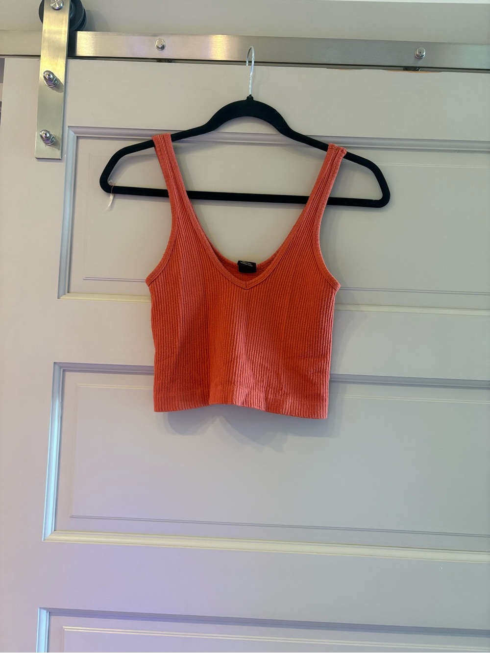 urban outfitters Ribbed V-Neck Cropped Tank Top - burnt orange
